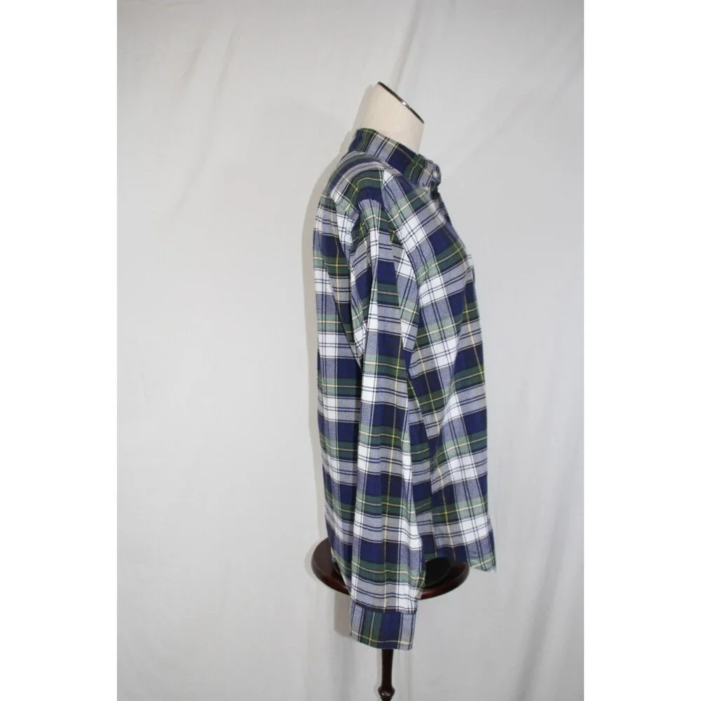 J.CREW MEN'S OXFORD SPORT SHIRT BLUE GREEN WHITE YELLOW CHECK PLAID COTTON SZ M